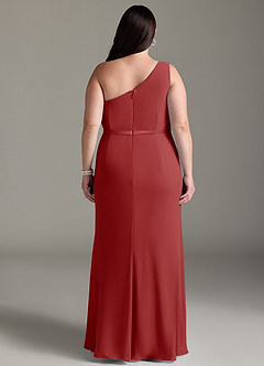 Azazie Liza Bridesmaid Dresses Rust Mermaid One Shoulder Chiffon Dress image7