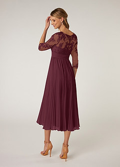 Azazie Tutu Mother of the Bride Dresses Cabernet A-Line Boatneck Lace Chiffon Dress image4