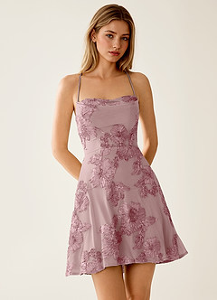 Lysandra Staubiger Flieder Stretch-Minikleid mit 3D-Blumen-Korsett image3
