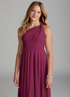 Azazie Charlize Junior A-Linie Gittergewebe Kleid Maulbeerrot image6