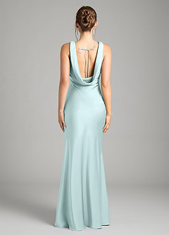 Azazie Rylina Bridesmaid Dresses Sea Glass Mermaid Stretch Satin Dress image3