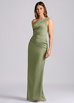 Azazie Akilah Brautjungfernkleider Meerjungfrau-Linie One-Shoulder Stretch-Satin Kleid Gartensalbei image6