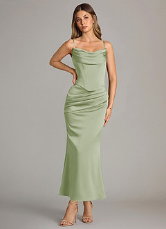 Azazie Sorrel Bridesmaid Dresses Dusty Sage Mermaid Corset Stretch Satin Convertible Dress image5