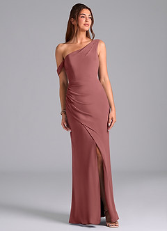 Azazie Madelyn Brautjungfernkleider Wandelbar Meerjungfrau-Linie One-Shoulder Chiffon Kleid Amethyst image1