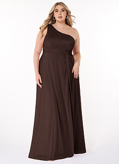 Azazie Brooke Jurken voor bruidsmeisjes Jurk van Mesh met A-Lijn One-Shoulder Ganache image6
