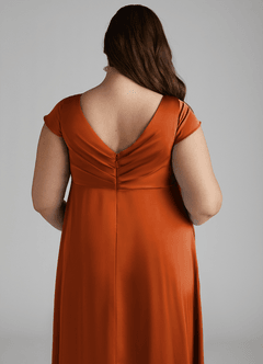 Azazie Allessia Maternity Bridesmaid Dresses A-Line Pleated Stretch Satin Floor-Length Dress image12