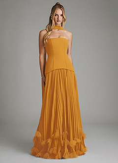 Azazie Alex Bridesmaid Dresses Butterscotch A-Line Corset Chiffon Dress image1