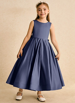 Azazie Cailee Blumenmädchenkleider Ballkleid Plissee Matte Satin Kleid Sturm image5