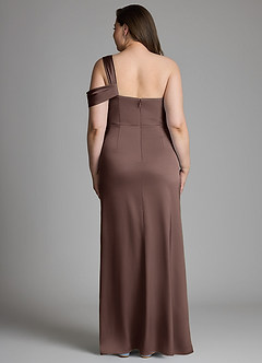 Azazie Wynter Bridesmaid Dresses Ganache Sheath One Shoulder Stretch Satin Dress image7