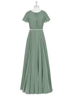 Azazie Kara vestidos de dama de honor modestos Vestido de Corte en A Plisado Hasta el suelo Gasa image7