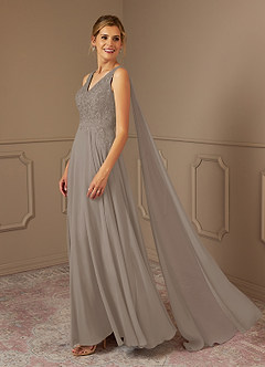 Azazie Joules Mère de la mariée Robes Robe Trapèze en Mousseline de soie Paillettes Taupe image3