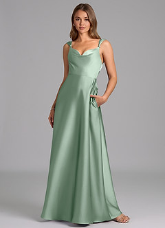 Azazie Beatrice Bridesmaid Dresses Agave A-Line Sweetheart Neckline Stretch Satin Dress image4