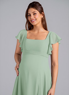 Azazie Bondi Brautjungfernkleider für Schwangere A-Linie Gestreift Chiffon Bodenlänge Kleid image5