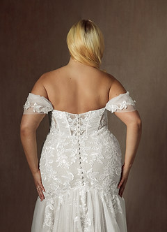 Azazie Leilani Wedding Dresses Diamond White Mermaid Sequins Tulle Dress image15