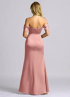 Azazie Auden Robes de demoiselle d'honneur Robe Fourreau Convertible en Satin extensible Épaule décolletée Rosette image2