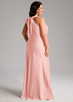 Azazie Doretta Bridesmaid Dresses Powder Pink Mermaid Pleated Stretch Satin Dress image8