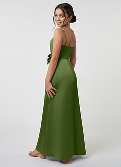 Azazie Anina Junior Robe Trapèze en Satin extensible Arc Genévrier image5