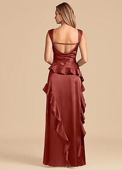 Azazie Sloane Bridesmaid Dresses Terracotta A-Line Sweetheart Neckline Metallic Satin Dress image6