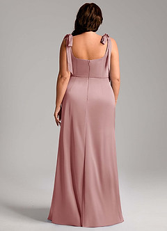 Azazie Frostine Bridesmaid Dresses Dusty Rose A-Line Bow Stretch Satin Dress image11