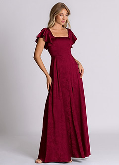 Azazie Bondi 신부 들러리 드레스 A라인 절하다 자카드 바닥 길이 드레스 image5