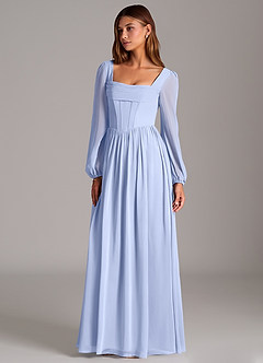 Azazie Maree Vestidos de damas de honor Vestido de Hielo de Gasa de Corte en A con Corsé image1