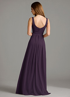 Azazie Keyla Bridesmaid Dresses Plum A-Line Pleated Mesh Dress image2