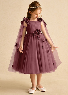 Azazie Staria Blumenmädchenkleider Ballkleid Gestreift Tüll Kleid Wüstenrose image7