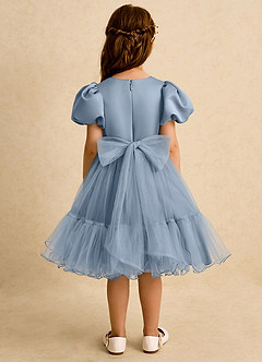 Azazie Cocoa Abiti da Ragazza di Fiori Abito Principessa in Tulle Plissettato Blu Polveroso image6