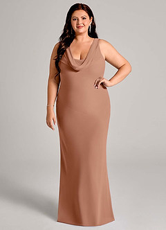 Azazie Rylina Vestidos de damas de honor Vestido de Bronceador de Gasa de Corte Sirena con Plisado image7