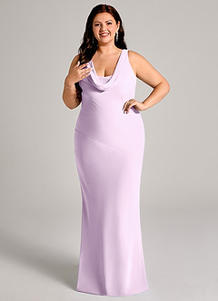 Azazie Rylina Vestidos de damas de honor Vestido de Lila Esmerilada de Gasa de Corte Sirena con Plisado image4