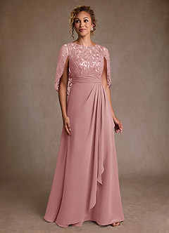 Azazie Beckley Mother of the Bride Dresses Dusty Rose A-Line Lace Chiffon Dress image1