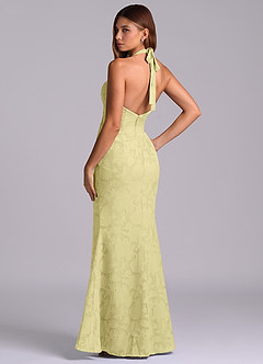 Azazie Valerie Vestidos de damas de honor Vestido de Sorbete De Limón de Devorado Floral de Corte Sirena con Plisado image6