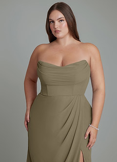 Azazie Johana Brautjungfernkleider Wandelbar Meerjungfrau-Linie Schulterfrei Chiffon Kleid Weidengrün image15
