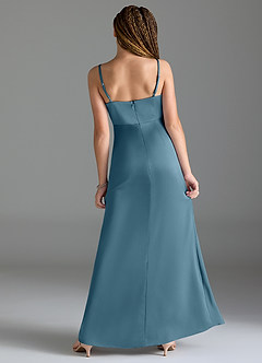 Azazie Maci Junior Bermuda Mermaid Pleated Stretch Satin Dress image2