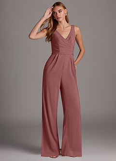 Azazie Ida Abiti da Damigella Tuta in Chiffon Elasticizzato Plissettato Rosa Del Deserto image4