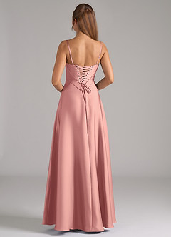 Azazie Valentine Bridesmaid Dresses Rosette A-Line Corset Stretch Satin Dress image5