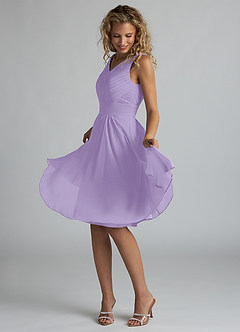 Azazie Grace Bridesmaid Dresses Lilac A-Line Pleated Chiffon Dress image3