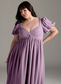 Azazie Madisynn Maternity Bridesmaid Dresses Bow Chiffon Floor-Length Dress image9