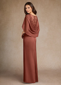 Azazie Hera Mother of the Bride Dresses Auburn A-Line Lace Stretch Satin Dress image3