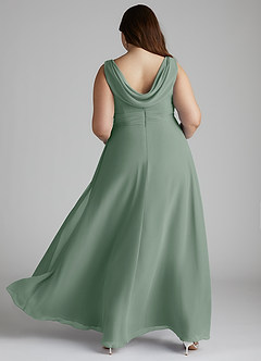Azazie Karina Bridesmaid Dresses Silver Sage A-Line Pleated Chiffon Dress image9