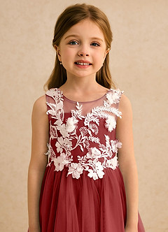 Azazie Mixie vestidos de niña de las flores Vestido de Óxido de Encaje de Corte Princesa image7