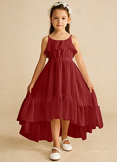 Azazie Karmen Flower Girl Dresses Rust A-Line Ruched Chiffon Dress image1