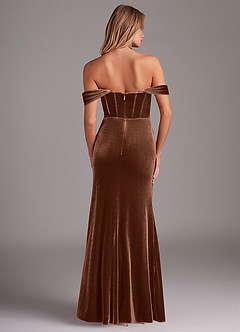 Azazie Jas Bridesmaid Dresses Umber Sheath Off-The-Shoulder Corset Velvet Convertible Dress image2