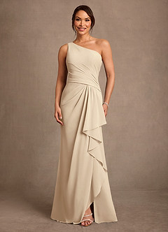 Azazie Floy Mother of the Bride Dresses Champagne Sheath One Shoulder Chiffon Dress image1