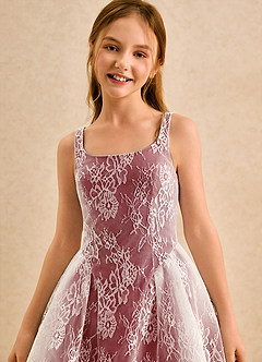 Azazie Cubbie Girls Formal Blumenmädchenkleider A-Linie Spitze Kleid Granatapfelrot image6