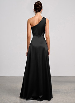 Eulalie Black Luminous Satin Maxi Dress image3