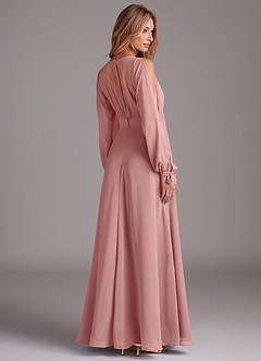 Azazie Matilda Bridesmaid Dresses Dusty Rose A-Line Long Sleeve Chiffon Dress image2