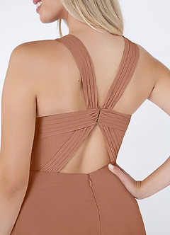 Azazie Jane Bridesmaid Dresses Bronzer A-Line V-Neck Pleated Chiffon Dress image5
