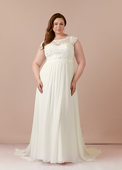 Azazie Brynslee Wedding Dresses A-Line Scoop Sequins Chiffon Chapel Train Dress image8
