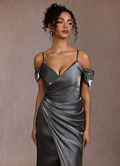 Tala Gunmetal Draped Gown image8